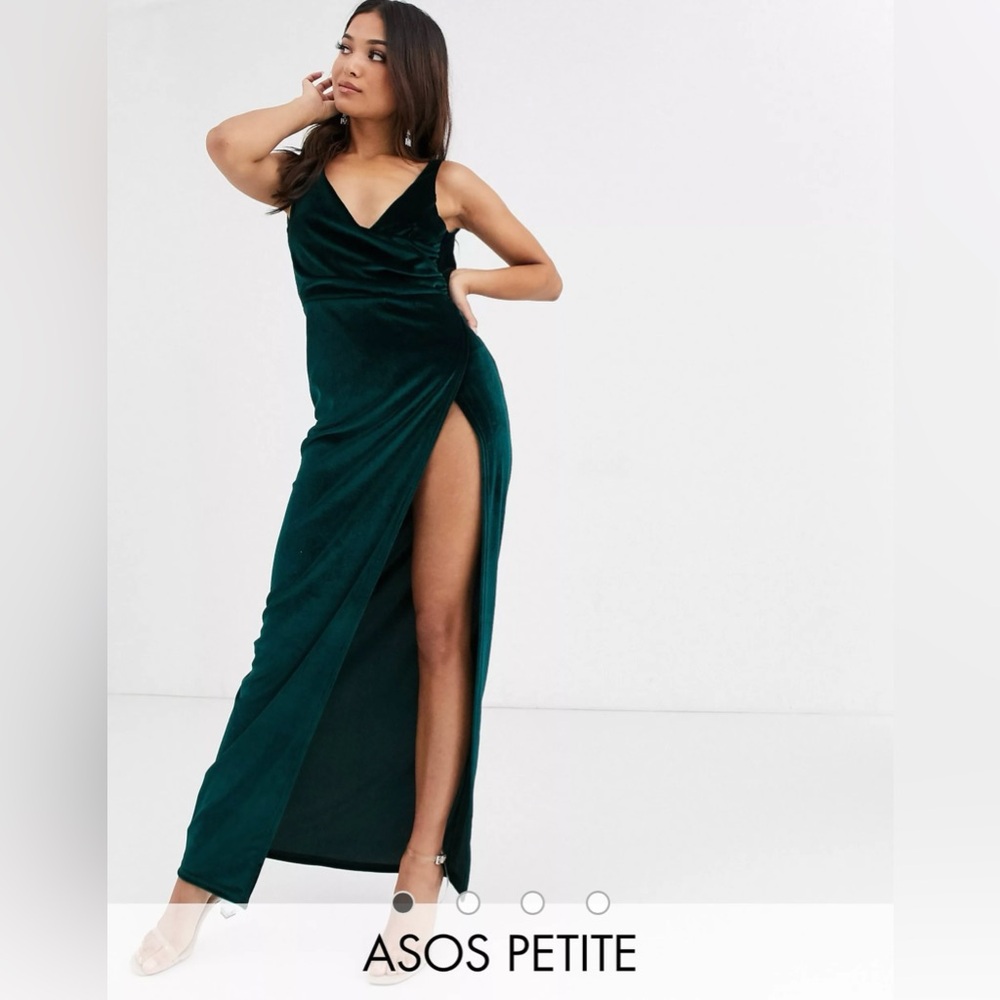ASOS Design Petite Cowl Back Velvet Maxi Dress